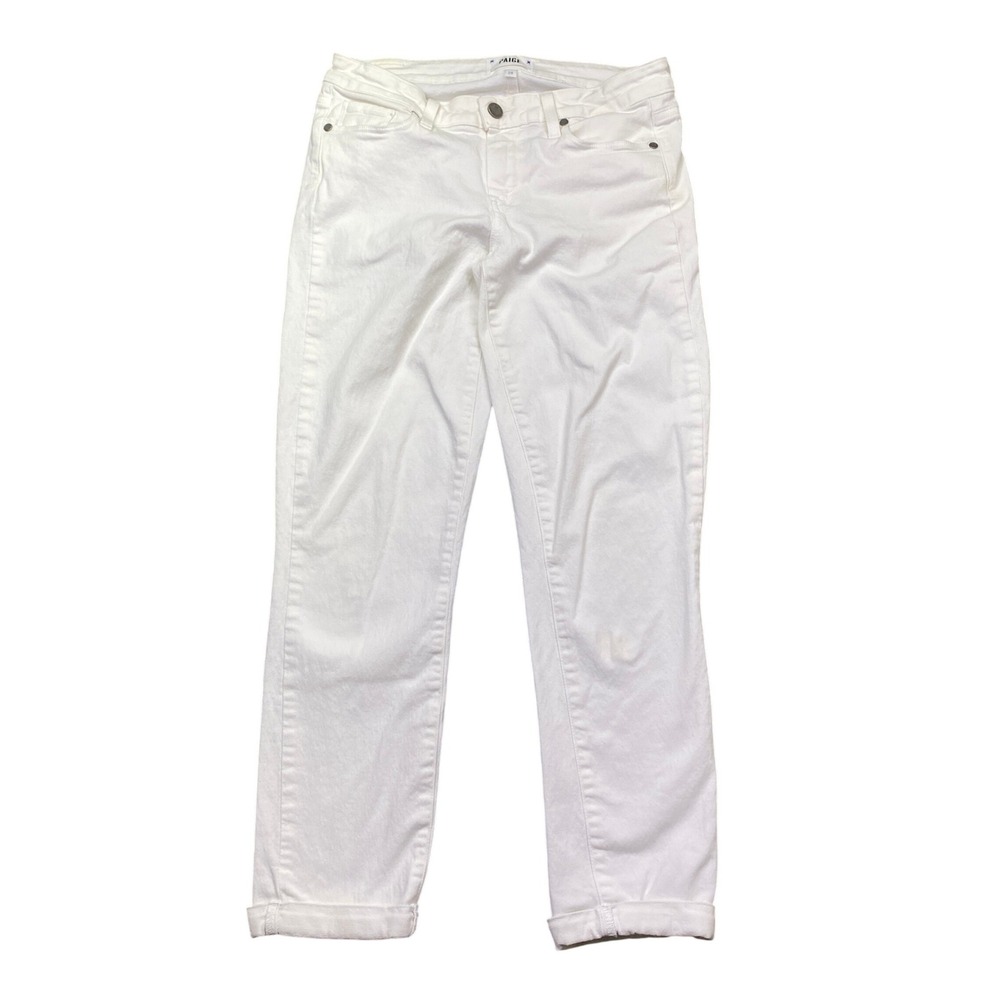 Paige Kylie Crop White Denim Jeans Size 28 Low Rise Stretch Cropped Grunge USA
